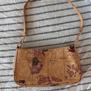 Vintage Map Print Shoulder Bag